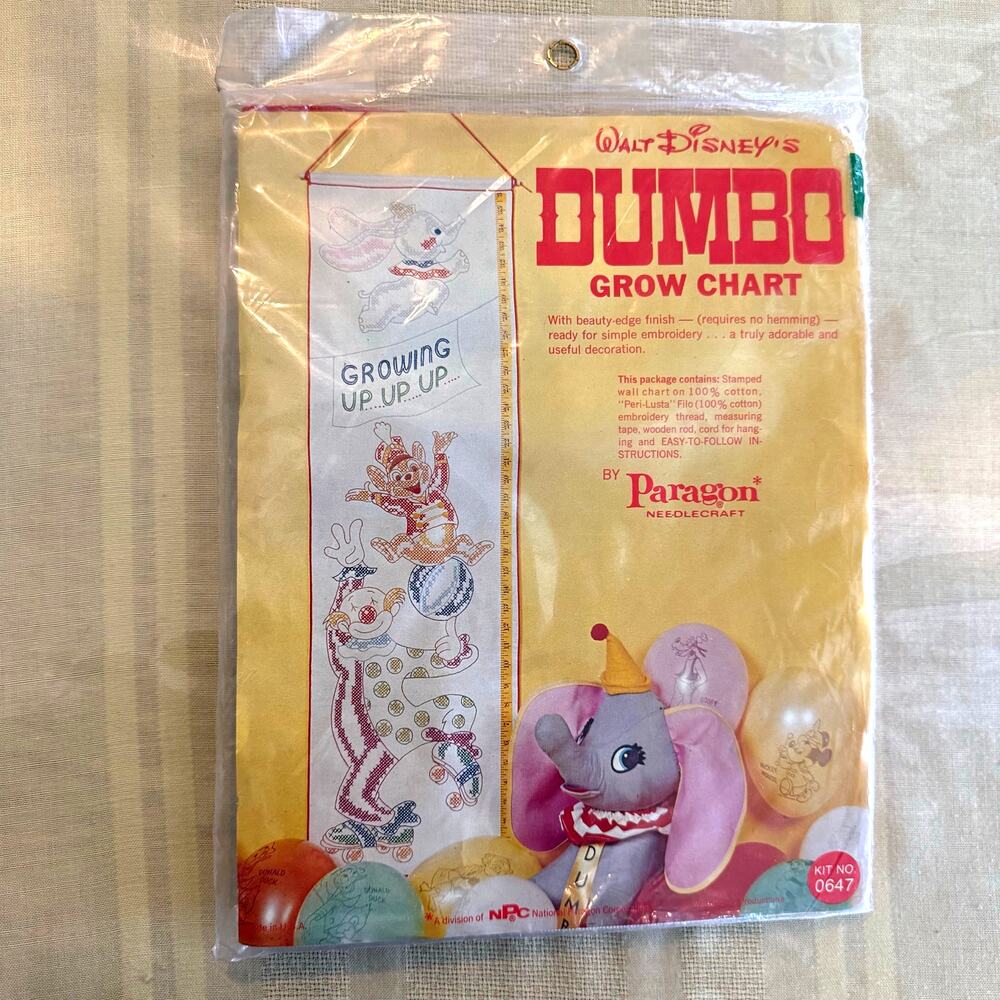 Vintage Paragon Needlecraft kit  Disney's Dumbo Grow chart #0647